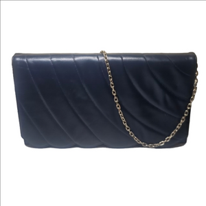 Women's Chic de Paris Blue Leather Clutch Bag